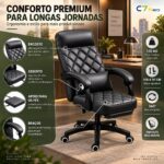 Cadeira Escritório C7 Neo Prestige preta, conforto para longas jornadas, até 130 kg